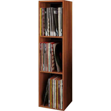 Scaffale VCM Wood Records Mensola con 3 scomparti per 100 Record Dimensioni: A. 107 x L. 34 x T. 30 cm - Platto (Core Walnut)