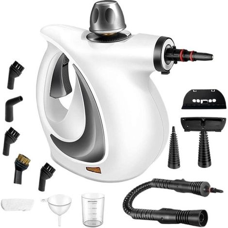 Limpiador a vapor portátil - Limpiador a vapor de alta presión - Limpieza profunda - Calentamiento rápido - 350 ml - Blanco (1/5)