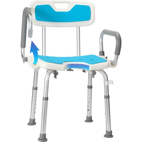 Jiubiaz Silla de Transferencia para Ducha, Brazos Abatibles, Cojín Suave, Fácil Acceso (1/5)