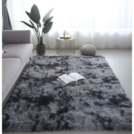 FREOSEN Hochflorteppich fürs Wohnzimmer – 160 x 230 cm – Dunkelgrau – Weiche Polypropylenfaser – Rutschfest (1/5)