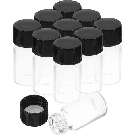 10 Stück durchsichtige Glasflaschen, kleine Glasflaschen für Flüssigkeitsproben, auslaufsichere Glasflaschen mit Schraubverschluss