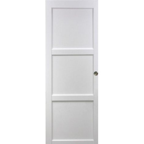 Porta scorrevole a 3 pannelli 'Korya' bianca 204X73 + 2 gusci installati