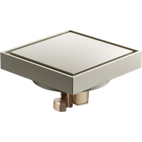 Siphon de sol invisible avec clapet anti-retour carrelé pour salle de bain et douche, anti-refoulement et anti-odeurs, finition brossée. (1/5)