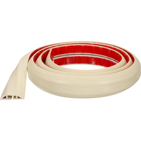 Cache-Cordon de Sol de 6 Pieds W0.55 x H0.28 Canal Intérieur en PVC pour Cacher Les Câbles d'Extension de Câble de Sol Protège-Câbles pour Gestion des Câbles, Beige Bois (1/5)