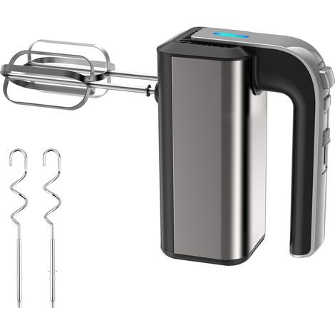 Batteur Electrique, 500W à 5 Vitesses Batteur Fouet Cuisine électrique, Batteur sur socle avec 2 crochets pétrisseurs en acier inoxydable Acier Inoxydable pour Gateaux Confitures et Crème etc (Black)- (1/5)