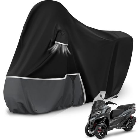 Bâche de Protection Moto, pour Piaggio mp3 400/500 (sans Coffre)  Housse mp3 400 Housse mp3 500 Protection imperméable, résistante à l'hiver, en Tissu Oxford 420D, Noir et Gris foncé,Mp3, Sans Coffre (1/5)