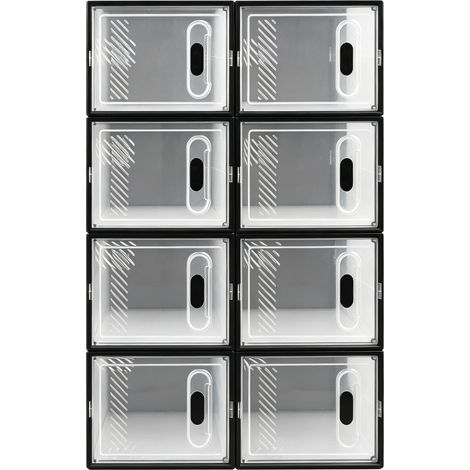CAIziBoîte de rangement empilable, range-chaussures modulaire, boîte de rangement pour chaussures, bibliothèque, organisateur de jouets, armoire, meuble de salle de bain (lot de 8 boîtes de rangement)
