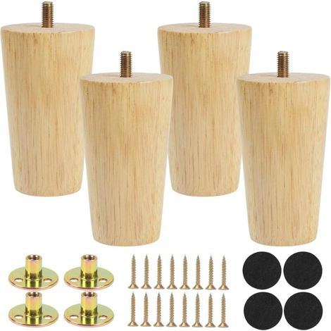 CSPARCV 4 Stück Massivholz-Möbelbeine, Holzfüße für Sofa, Ersatz-Möbelbeine aus Holz für Sofa, Bett, Kommode, Sessel, Nachttisch, Kleiderschrank (10 cm) (1/4)