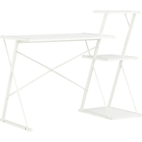 Bureau 3 étagères bois et métal blanc Kajal (1/5)