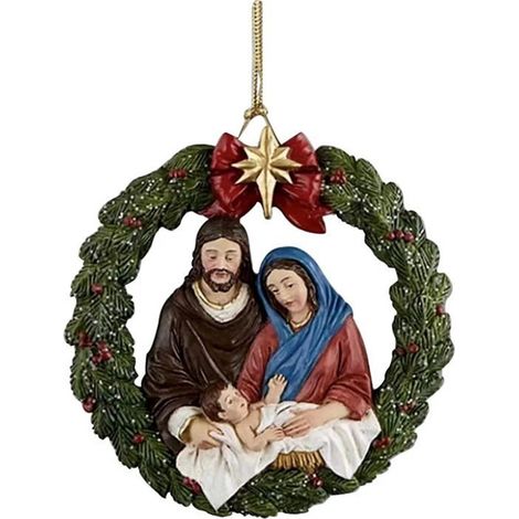 Guirlande De Noël - Scène De La Nativité - 8 cm - Décoration Pour Porte D'Église Ou Salon - 1 Pièce (1/5)