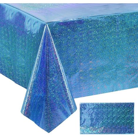 Nappe pailletée Bleue 274x137cm pour anniversaires & fêtes de sirènes