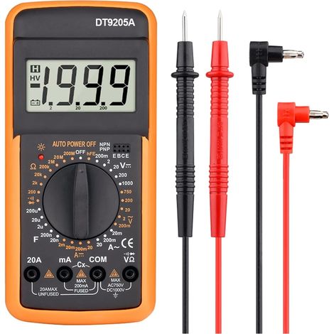 Testeur multimètre numérique Voltmètre de test électrique avec essai de capacité de résistance à la sonnerie DT9205A (Color : DT9205A Yellow) (1/5)
