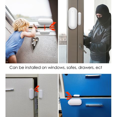 Sensores de puerta Wi-Fi con alarma en tiempo real, detector de apertura de ventanas, equipo de seguridad inteligente para el hogar compatible con Alexa y Google.