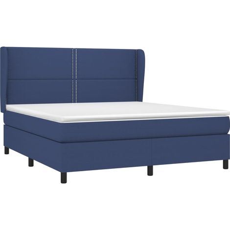Sommier à lattes de lit avec matelas Bleu 180x200 cm Tissu vidaXL (1/5)