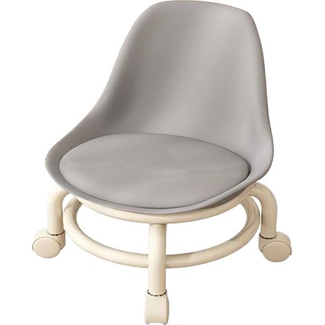 Tabouret roulant bas pour enfants avec dossier, siège à roulettes universelles, repose-pieds gris (1/5)