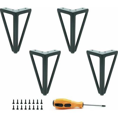4er-Set schwarze Tischbeine aus Metall – austauschbare Möbelbeine – für Couchtisch/TV/Sofa/Bett und andere Möbelbeine – mit Schrauben. (15 cm) (1/4)