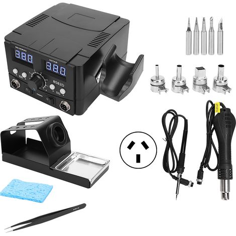 2-in-1 Löt- und Retuschierstation mit SMD-LED-Digitalanzeige für Heißluftpistole 8582D 750 WAU, 220–240 V Stecker (1/5)