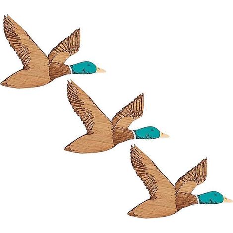 Lot de 3 canards en bois sculptés, décoration murale rustique pour chambre, salon, cuisine ou bureau. (1/5)