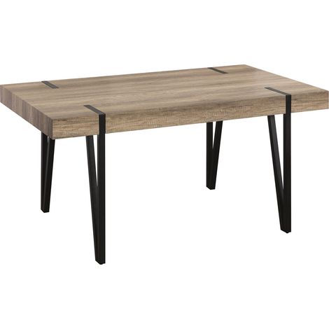 Home Heavenly® Mesa de Comedor Alem – Diseño Moderno con Tapa MDF Melamina y Patas Metálicas, Capacidad 6 Personas, Ideal para S  Color : Roble Canyon (1/4)