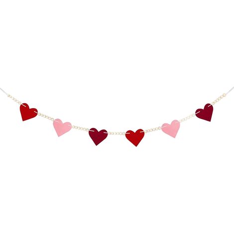 Guirlande En Perles Bois - Cœurs Rouges - Décoration Pour Jour De La Saint-Valentin - Arche De Balloons Accessoire - 1 Pièce (1/5)
