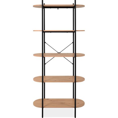 Etagère 5 niveaux noir et effet Chêne 80 cm - Vara