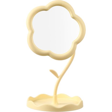 Espejo de maquillaje con soporte floral, espejo vintage portátil con diseño floral para dormitorio, sala de estar, baño y decoración de espacios minimalistas, 16,5 x 16,5 x 29,5 cm. (1/5)