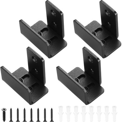 Guide au sol pour portes coulissantes, lot de 4, guide pour portes coulissantes de style grange, support mural robuste pour portes coulissantes (1/5)