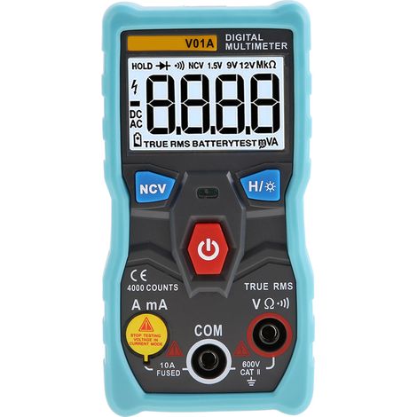 ANENG V01A True RMS Digitalmultimeter mit automatischer Bereichswahl, AC/DC Strom-, Spannungs- und Ohm-Tester (Blau)