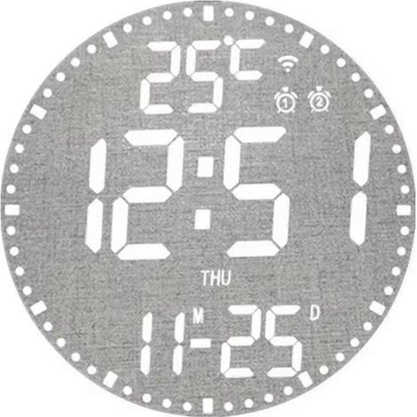 Horloge électronique numérique, horloge murale calendrier, horloge décorative murale colorée pour salon, surface en tissu gris (1/5)