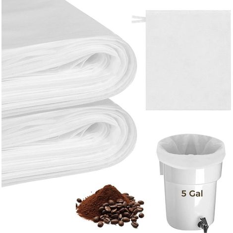Lot de 100 filtres à café pour infusion à froid – Format pro pour seaux 5 gal (19L), sacs jetables en non-tissé, idéaux pour cafés et restaurants. (1/5)