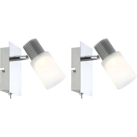 Lot de 2 appliques murales liseuse chrome spot mobile 5W 300 lm 3200K 15,5x8x13cm (1/5)