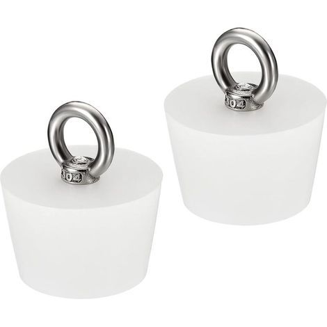 Konischer Stopfen aus Silikonkautschuk, 37 mm bis 46 mm, massiver Badewannenstopfen mit Ring für Reagenzgläser, Wasserleitungen, Abflusslöcher, weiß, 2 Stück (1/5)