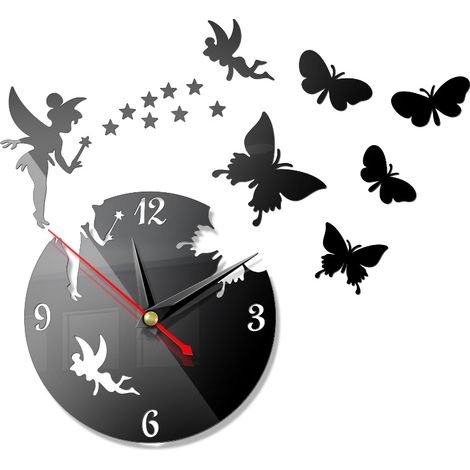 Horloge murale 3D décorative en acrylique, autocollant stéréo miroir numérique, décoration maison moderne – Silencieuse–DELKEVIC