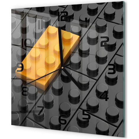 Horloge Murale Carrée Moderne en Verre Mouvement Quartz Silencieux pour Salon Lego 30x30 cm (1/5)