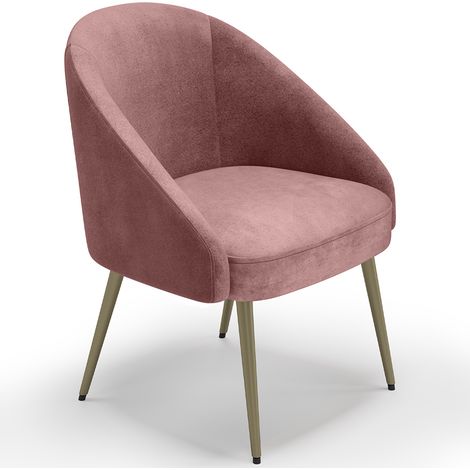 Design-Sessel - In Samt bezogen - Goldenes Bein - Wasda Pink