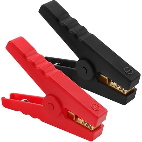 2 Pièces 100A Pinces Crocodiles de Batterie, Pince Voiture Batterie en Cuivre, Pince Demarrage Voiture, pour Chargeurs De Batteries De Voiture (96mm, Rouge + Noir)