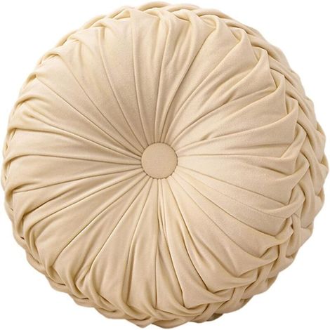 1 coussin de chaise rond beige de 35 cm de diamètre et 10 cm de hauteur. Coussin d'assise lavable en mousse à mémoire de forme.