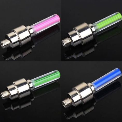 Livraison rapide sans piles. Éclairage LED pour vélo avec capuchons de valve de pneu et rayons de roue. Livré une paire rouge - LR2421 (1/4)