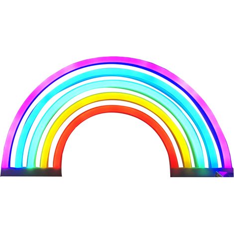 Enseigne lumineuse néon LED motif arc-en-ciel, alimentée par 3 piles AA et USB, mode d'éclairage constant. Décoration murale idéale pour Noël, Thanksgiving, anniversaire, mariage, chambre d'enfant ou (1/5)