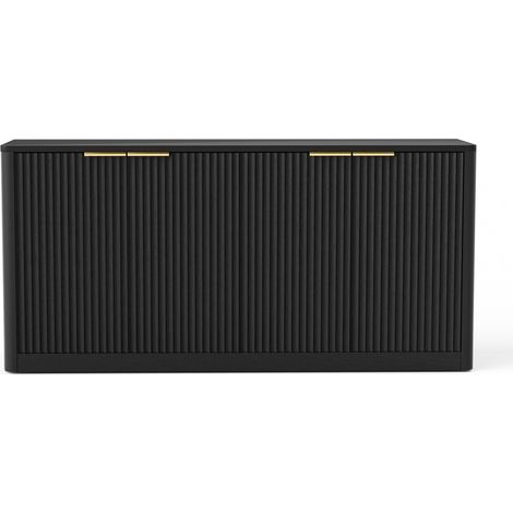 Aparador moderno negro de 150 cm con 4 puertas, MDF, 150 x 40 x 70,5 cm, HOMVRA (1/5)