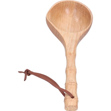 Holzlöffel mit langem Stiel, robust, Suppenlöffel, Porridgelöffel, Küchenutensil, helle Farbe (1/5)