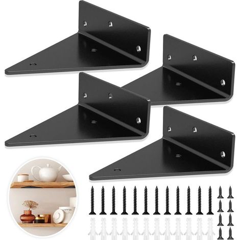 Shelf Bracket-Wall Bracket-Steel-Industrial Shelf Bracket-130x140mm-Floating Shelf Bracket 4pcs-Wall Shelf (1/5)