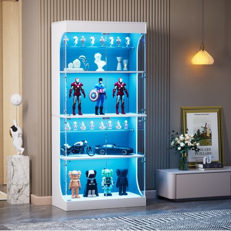 Vitrine mit LED, Sensor und USB/Typ-C 80x35x165 Weiß OKMYHOME (1/5)