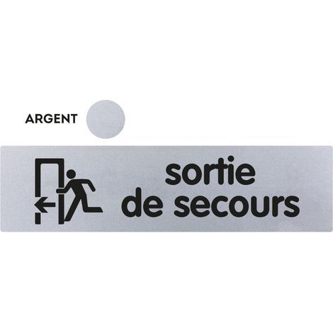Plaque de porte Sortie de secours flèche gauche - Classique argent 170x45mm - 4321196