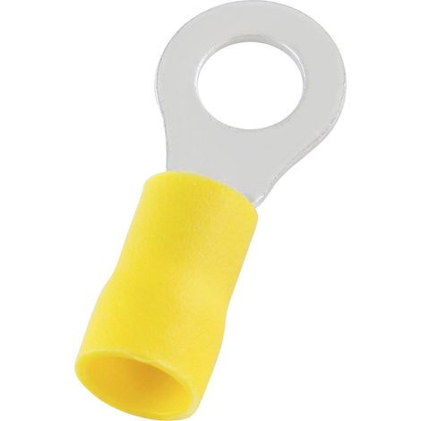 Cosses à œillet RS PRO, Isolé, Jaune, 6mm², 6.4mm, 12mm