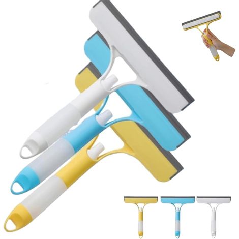 3 raclettes lave-vitres, pulvérisateur, avec brosse, pour verre (1/5)