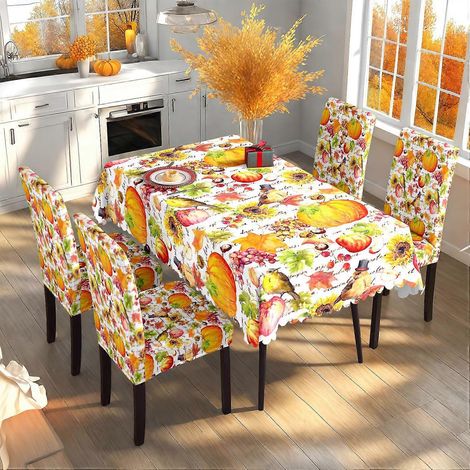 Nappe en tissu pour Thanksgiving, décoration automnale, housse de chaise pour la fête des récoltes, nouvelle nappe de restaurant, ensemble TC-307 (140 x 210 cm) (1/3)
