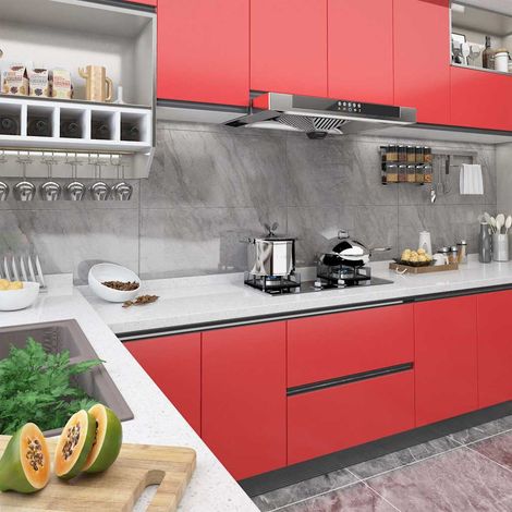 vidaXL Láminas autoadhesivas muebles 2 uds PVC rojo 500x90 cm (1/5)