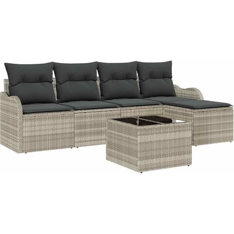 Maison Exclusive - Gartensofa-set 6 pcs Hellgrau Poly-Rattan