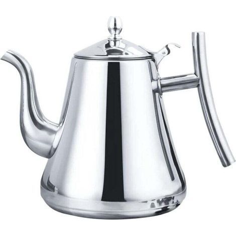 Vitdipy - Tetera - 2 Litros - Con filtro - Tetera de doble pared - Tetera de acero inoable - Cafetera - Tetera de cocina - Acabado espejo - Plata (1/4)
